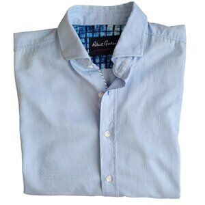 Robert Graham Men's Blue Tonal Print Long Sleeve Button Down Tailored Fit Size M